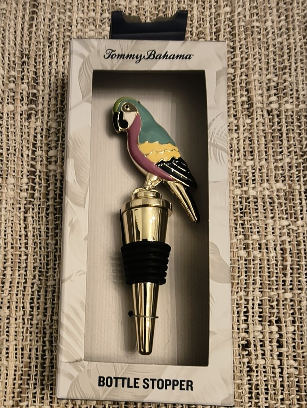 Tommy Bahama Gold Parrot Enamel Charm - Pink, Teal, Yellow, Black